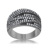 Kina 1.7ct Clear CZ Hematite Contemporary Cocktail Ring - Ocean Monroe
