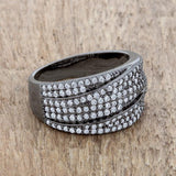 Kina 1.7ct Clear CZ Hematite Contemporary Cocktail Ring - Ocean Monroe