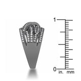 Shirah 0.75ct CZ Hematite Wide Statement Ring