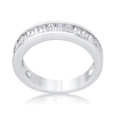 Baguette Cut CZ Rhodium Wedding Band - Ocean Monroe