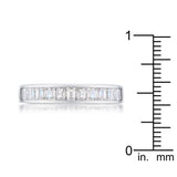 Baguette Cut CZ Rhodium Wedding Band - Ocean Monroe