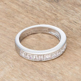 Baguette Cut CZ Rhodium Wedding Band - Ocean Monroe