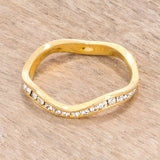 18k Gold Plated Petite Wavy Channel Set Crystal Stackable Ring