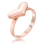 Stainless Steel Rose Goldtone Adjustable Heart Ring - Ocean Monroe