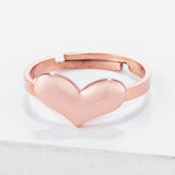 Stainless Steel Rose Goldtone Adjustable Heart Ring - Ocean Monroe