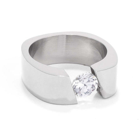 Stainless Steel Floating Solitaire Ring