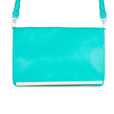 Martha Aqua Leather Purse Clutch With Silver Hardware